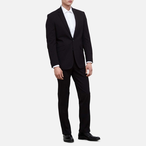 Kenneth Cole Reaction Men’s Pinstripe Suit Jacket Blazer Navy Slim Fit 38S NWT - Picture 4 of 6